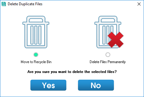 Delete Duplicate Photos Permanently or Move to Recycle Bin