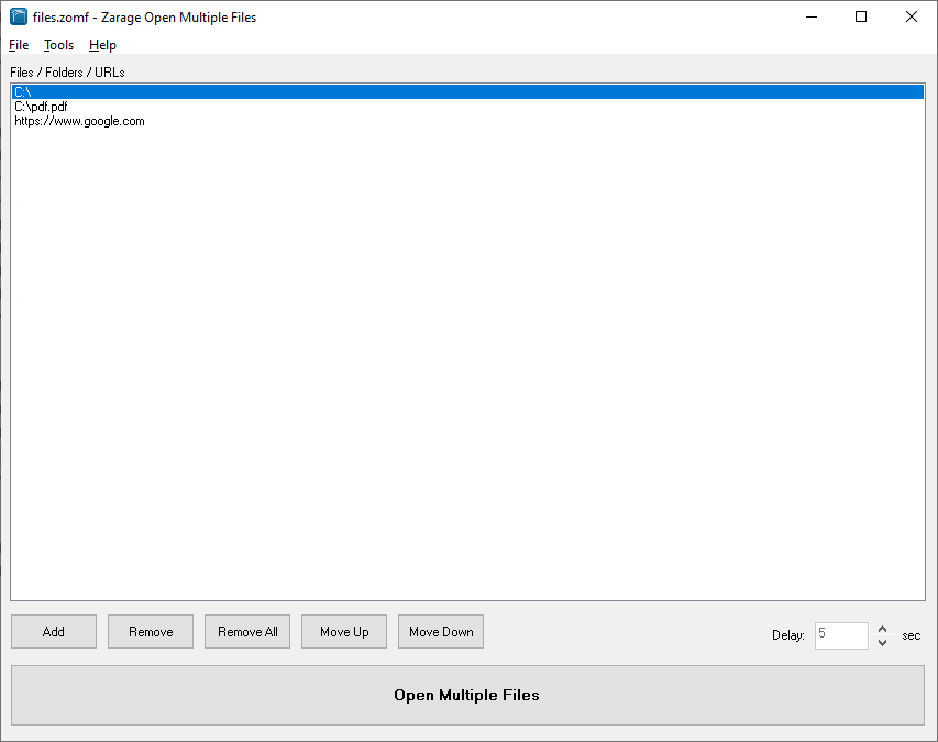 Zarage Open Multiple Files screenshot
